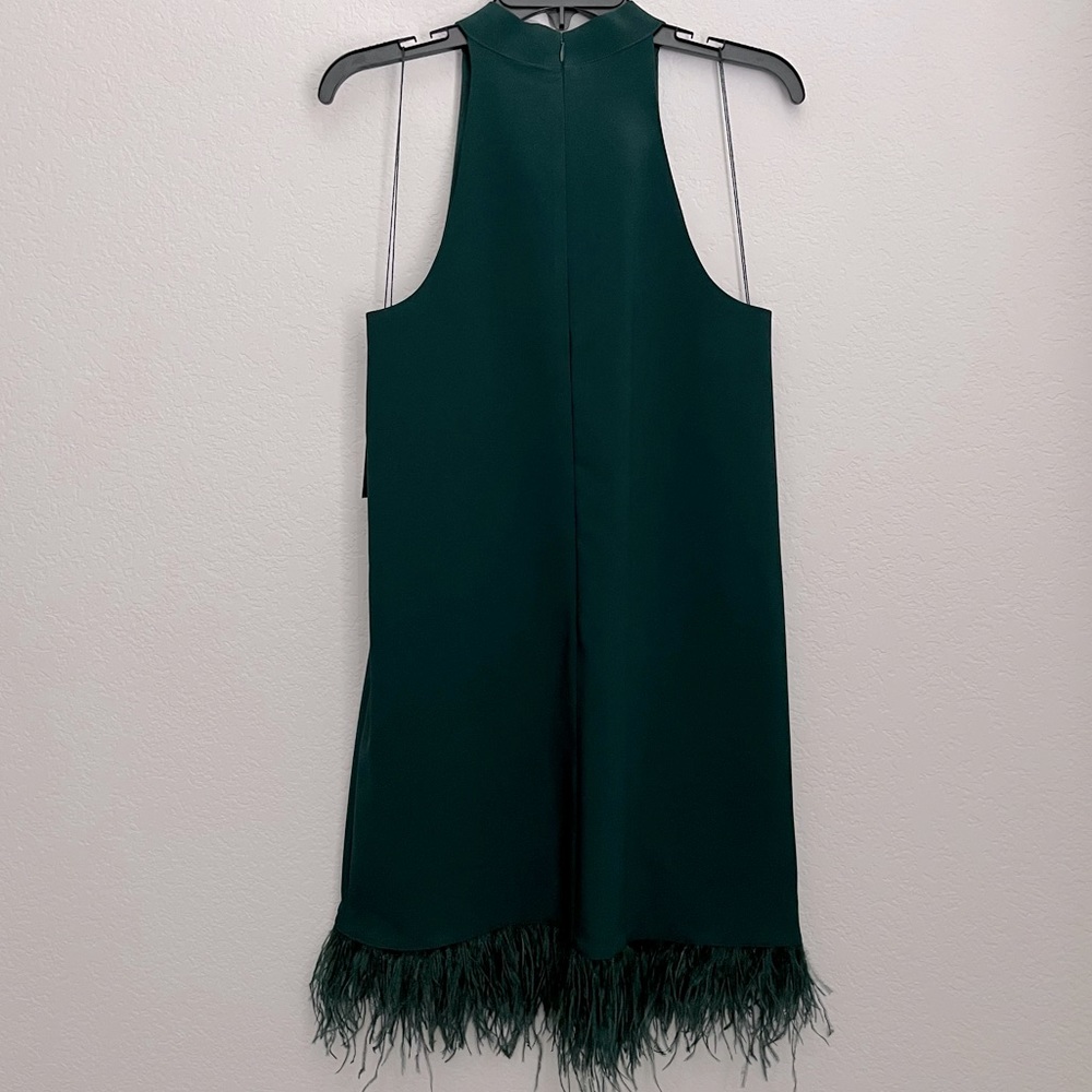 Aidan By Aidan Mattox Halter Swing Faux Feather Trim Cocktail Dress - Picture 5 of 11